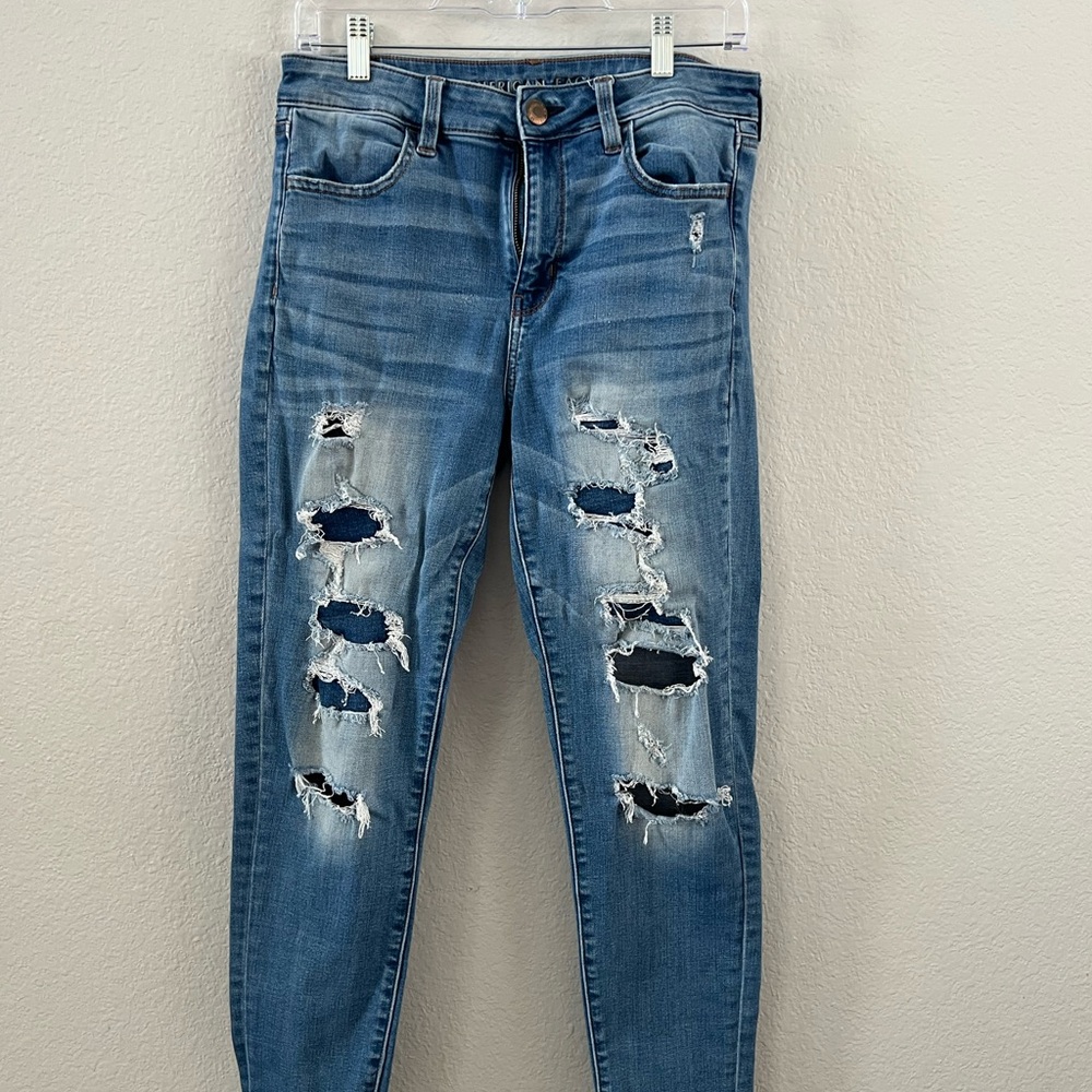 American Eagle Outfitters Ripped Blue Skinny Jeans